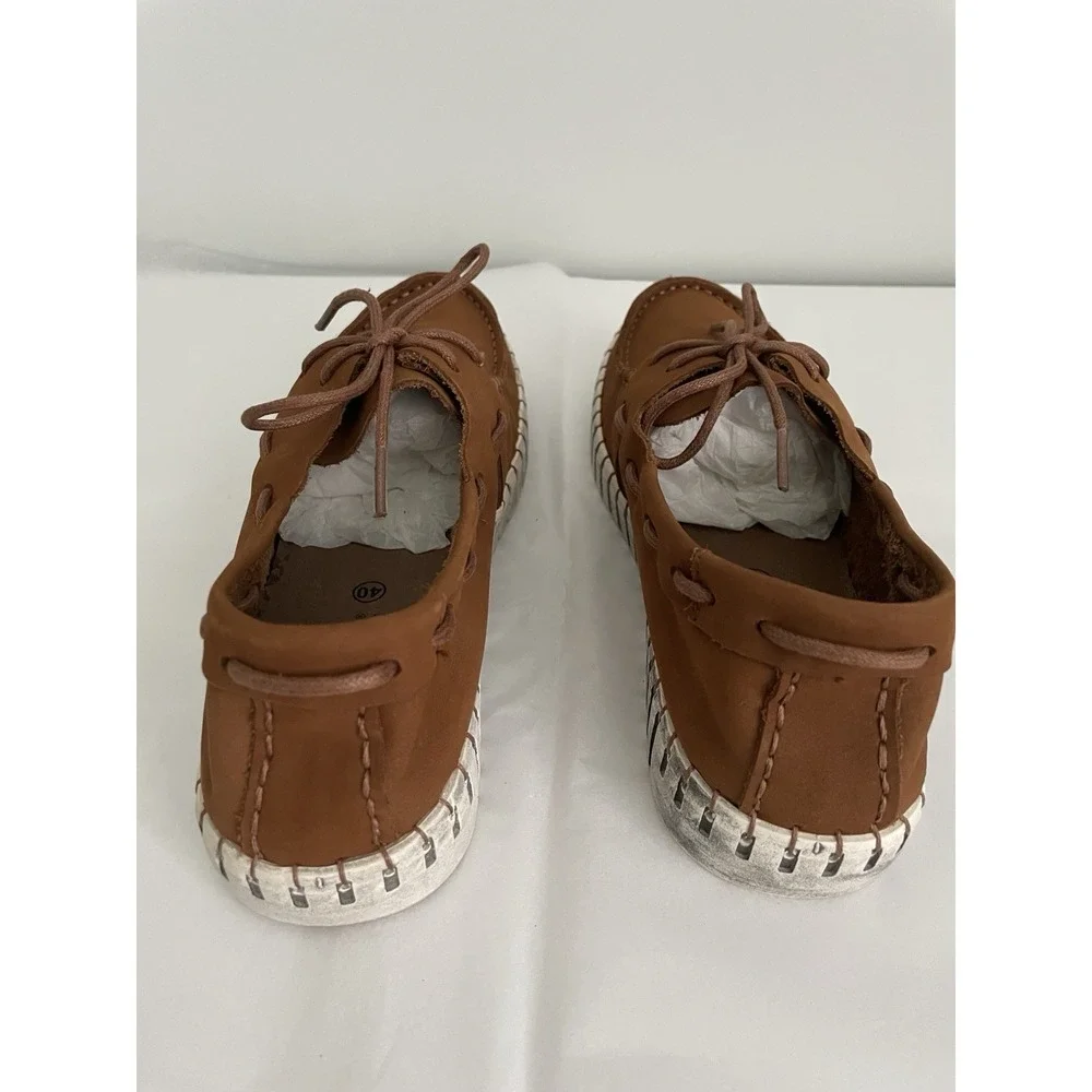 Bernie Mev Ladies TW41 Brown Suede Boat Shoes Comfort Size 9 / 40 NEW